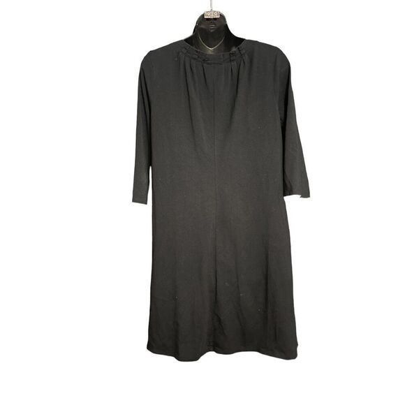 J. Jill Pure Jill J.Jill Dress Womens Large Black Sheath Pleated Neck Relaxed 3/ - Picture 3 of 5